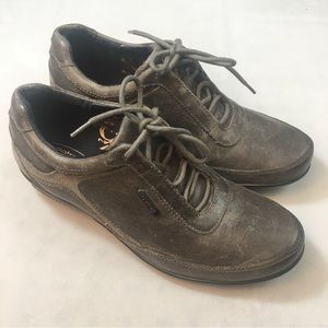Aetrex Comfort Brown Gray Leather Lace Up Tie Shoes Size 7.5 M EUC